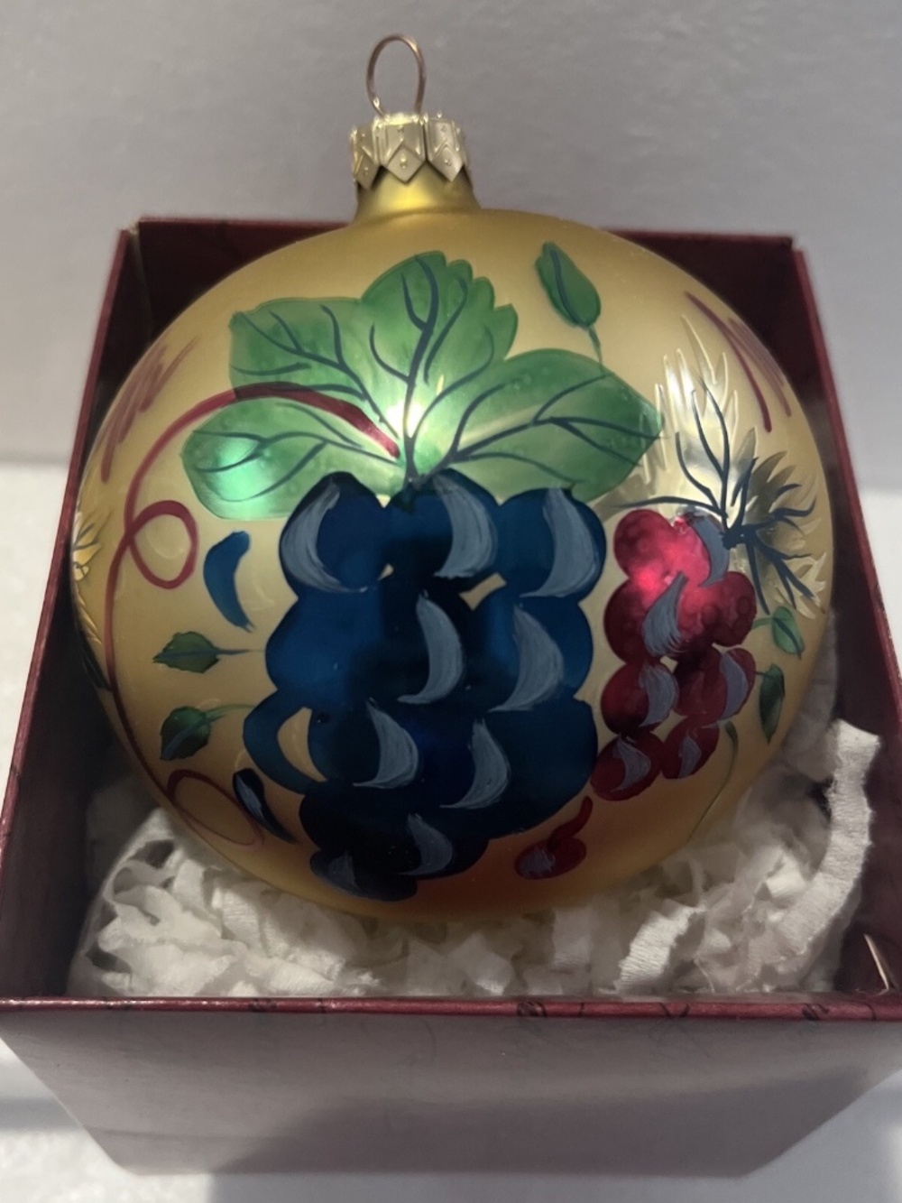 HALLMARK BLOWN GLASS MADE IN POLAND ORNAMENTS "HARVEST OF GRAPES" 1999 MIB